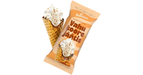Balbiino Vahukoorejäätis Karamellitükkidega Vahvlikoonuses 86 g