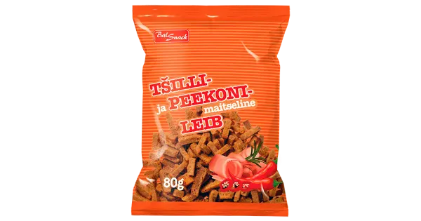 Balsnack tšilli- ja peekonimaitseline leib