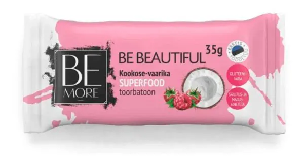 Be More Be Beautiful kookose- vaarika toorbatoon 35g