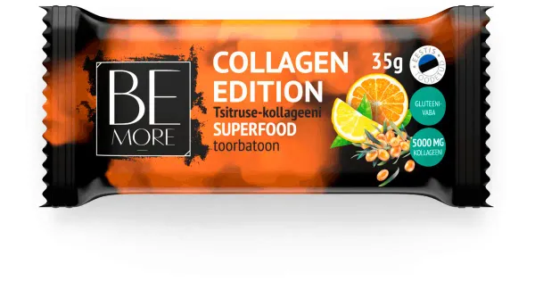 Be More Collagen Edition Tsitruse-kollageeni superfood toorbatoon Be More 35g