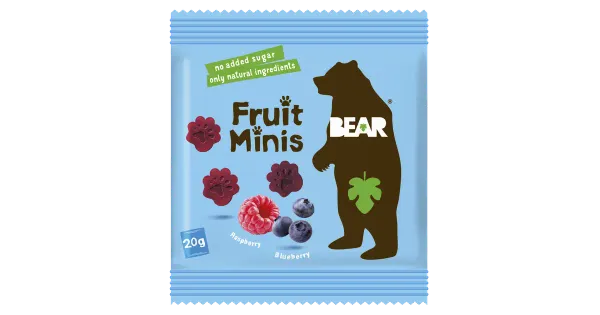 BEAR Fruit Minis vaarika-mustika puu- ja köögiviljapalad 3a, 20g