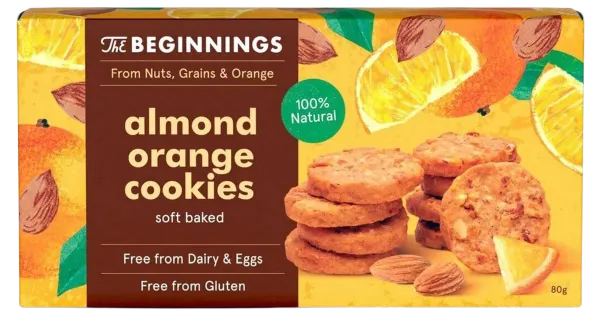 Beginnings vegan mandliküpsised apelsiniga 80g