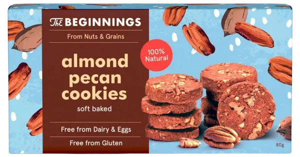 Beginnings vegan mandliküpsised pekanipähklitega 80g