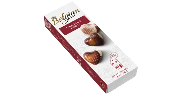 Belgian Hearts pralineekreemiga kompvekid Südamed 65 g
