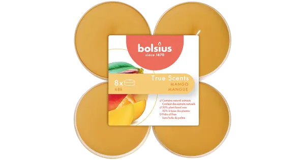 Bolsius 8 lõhna-teeküünalt Maxi 8h Mango True