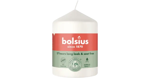 Bolsius lauaküünal 80/58mm 17h, valge