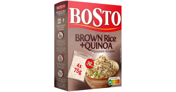Bosto pruun riis, kinoa ja teravili 4 x 75 g