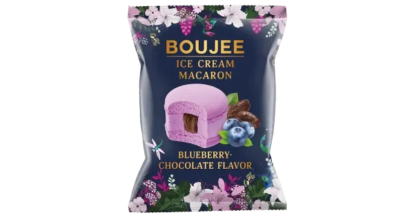 Boujee Makroon Mustika Jäätis Šokolaadi täidisega 60 g