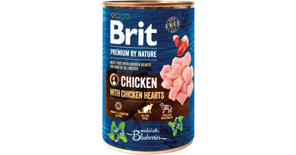 Brit Premium konserv koertele kanasüdametega 400g