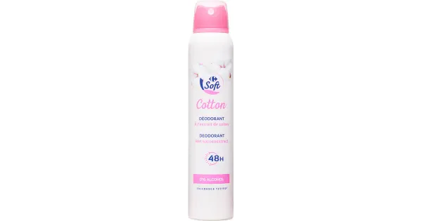 Carrefour Cotton spreideodorant 0% alkoholi 200ml