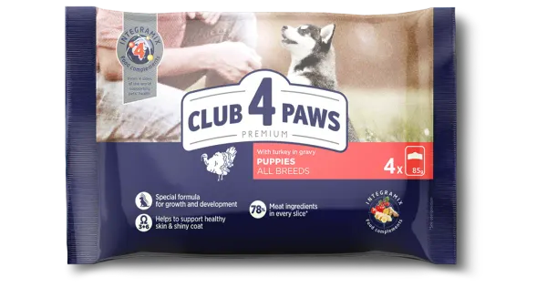 Club4Paws Premium konserv koertele kalkunilihaga kastmes 4*0,85g