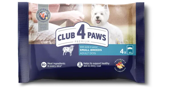 Club4Paws Premium konserv väikest. tõugudele lambalihaga kastmes 4*0,85g