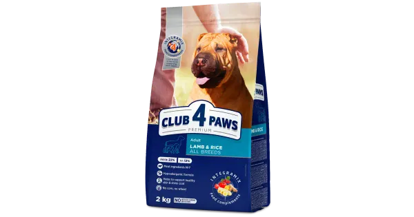 Club4Paws Premium kuivtoit koertele Hüpoallergeenne lambaliha ja riisiga All Breeds, 2kg