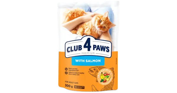 Club4Paws Premium  Kuivtoit täiskasv. kassile lõhega 0.3 kg