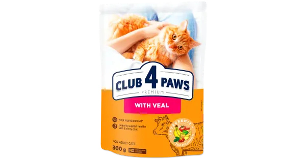 CLUB4PAWS Premium Kuivtoit täiskasv. kassile veiselihaga 0.3 kg