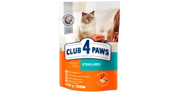 CLUB4PAWS Premium täiskasvanud steriliseeritud kassidele 0.3kg