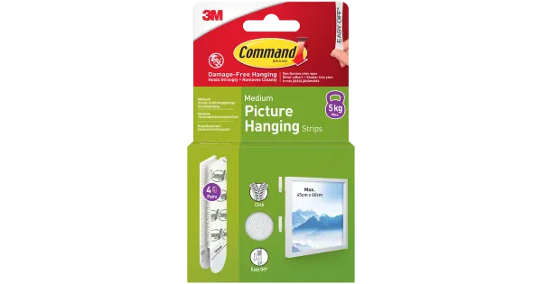 Command pildikinnitusribad M 4 paari valge