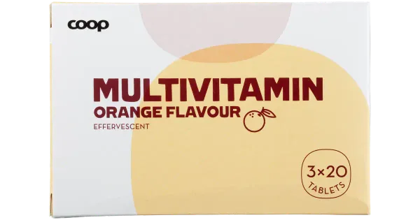 Coop apelsinimaitselised lahustuvad multivitamiinitabletid, 3 x 20 tk