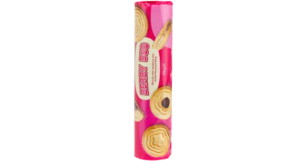 Coop berry duo vaarika- ja vanillimaitselise täidisega küpsised, 176 g