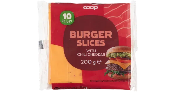 Coop Cheddar sulatatud juustuviilud tšilliga 16%, 200g