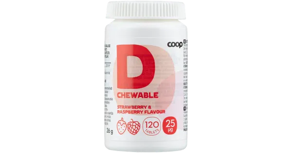 Coop D-vitamiin maasika-vaarika 25mcg 120tbl