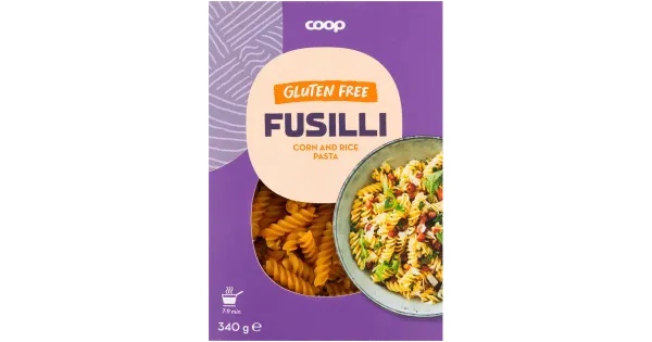 Coop fusilli maisi- ja riisipasta 340g g-v