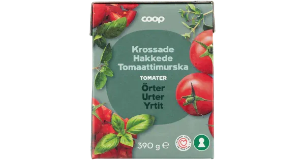 Coop hakitud tomatid basiiliku ja punega 390g
