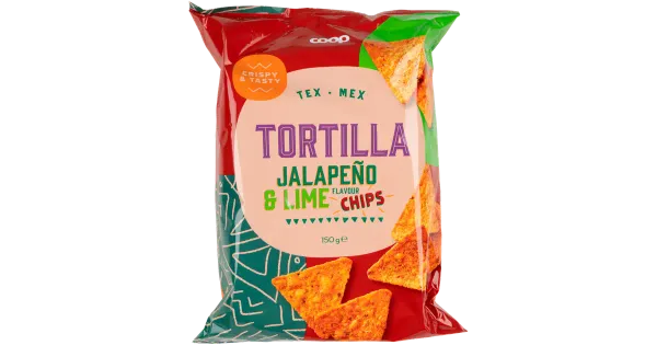 Coop jalopeno-ja laimimaitselised soolatud maisikrõpsud 150g