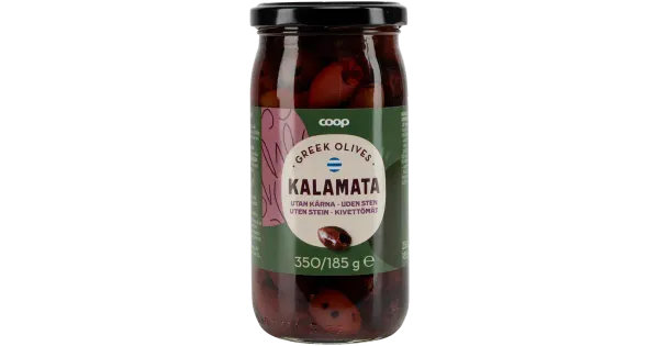 Coop kivideta kalamata oliivid 350/185g