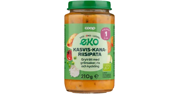 Coop köögivilja-kana-riisipüree 12k+, 210g
