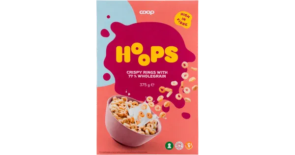 Coop krõbedad kaera, nisu, odra, riisi ja maisi täisterajahuga rõngad 375g