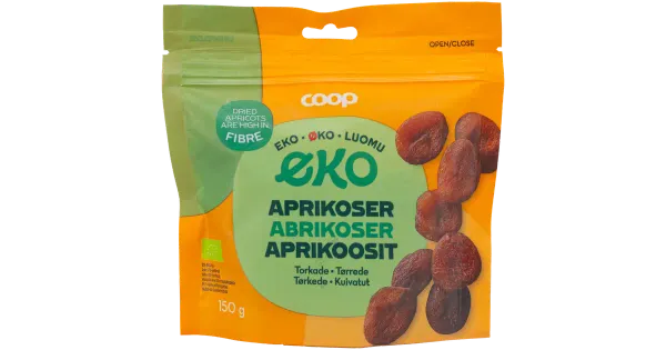 Coop kuivatatud aprikoosid, öko 150g