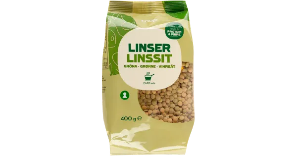 Coop kuivatatud rohelised läätsed 400g