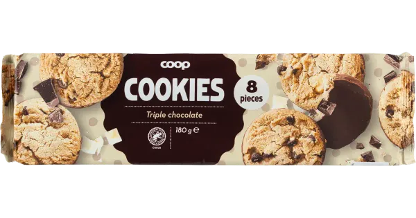 Coop küpsised piima-, tumeda ja valge šokolaadiga 180g