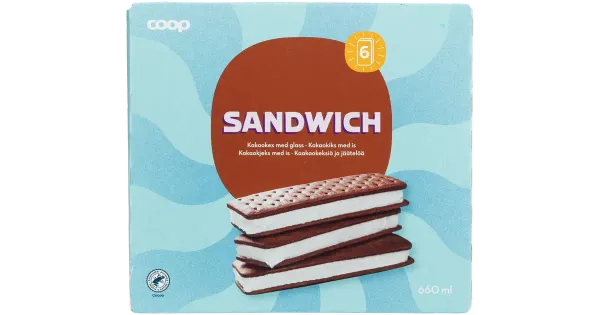 Coop Küpsisejäätis 6-pakk 360 g/660 ml