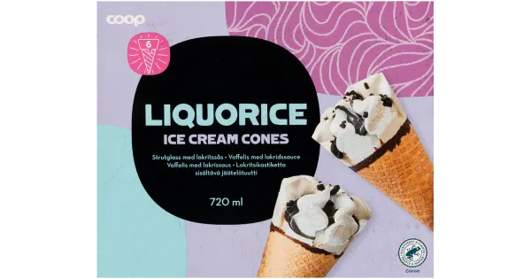 Coop Lagritsajäätis vahvlikoonuses 6tk 720ml/420 g