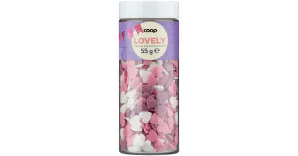 Coop lovely südamekujulised suhkruhelbed, 55 g