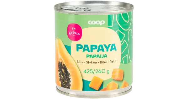 Coop papaiatükid suhkrusiirupis 425 g/260g