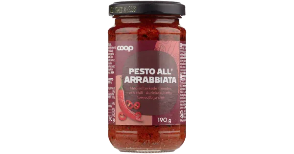 Coop pesto päikesekuivatatud tomatite ja tšilliga 190g