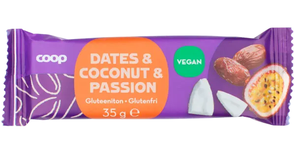 Coop puuviljabatoon datlite, kookose ja passionviljaga 35g