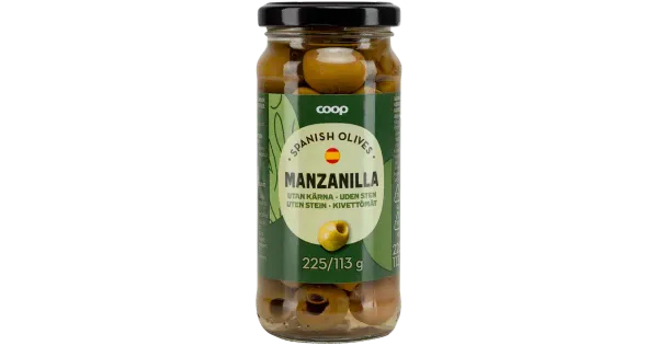 Coop rohelised kivideta manzanilla oliivid 225/113 g