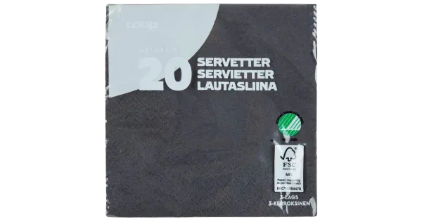 Coop salvrätik must 24cm 20tk