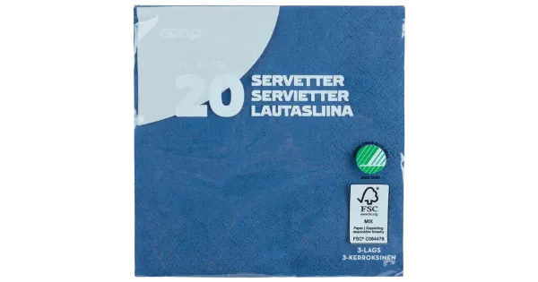 Coop salvrätik tumesinine 24cm 20tk