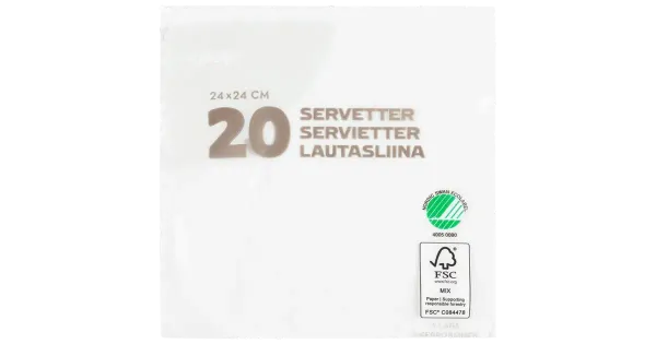 Coop salvrätik valge 24cm 20tk