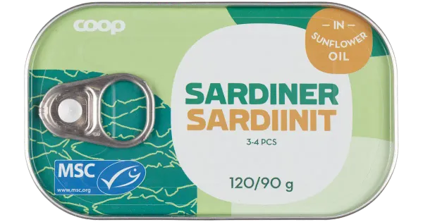 Coop sardiinid päevalilleõlis 120/90 g