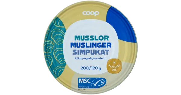 Coop suitsutatud sinised rannakarbid rapsiõlis 200/120g