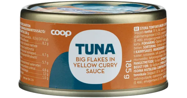 Coop suured tuunikalatükid karrikastmes msc 185g