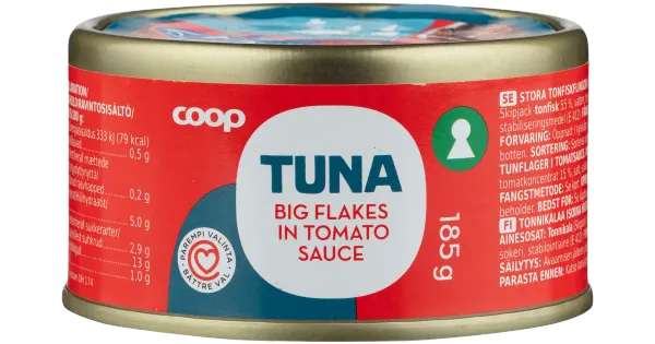Coop suured tuunikalatükid tomatikastmes msc 185g