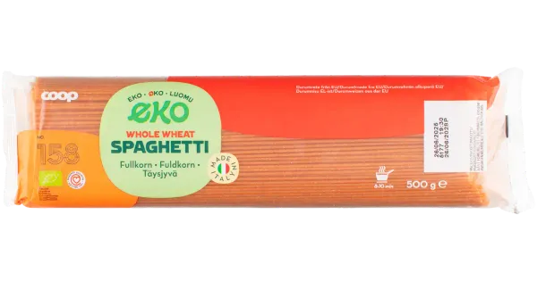 Coop täisteraspagetid 500g öko