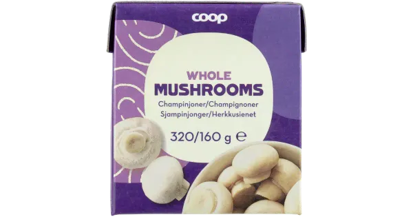 Coop terved šampinjonid soolvees 320/160g